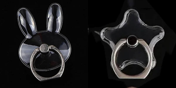 2pcs 1pcs Finger Ring Mobile Phone Smartphone Stand Holder Round Phone Ring Transparent Heart holder Star Socket Car Mount Stand