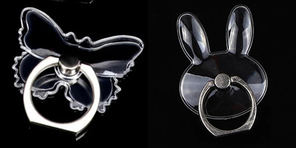 2pcs 1pcs Finger Ring Mobile Phone Smartphone Stand Holder Round Phone Ring Transparent Heart holder Star Socket Car Mount Stand