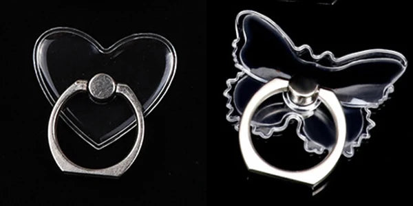 2pcs 1pcs Finger Ring Mobile Phone Smartphone Stand Holder Round Phone Ring Transparent Heart holder Star Socket Car Mount Stand