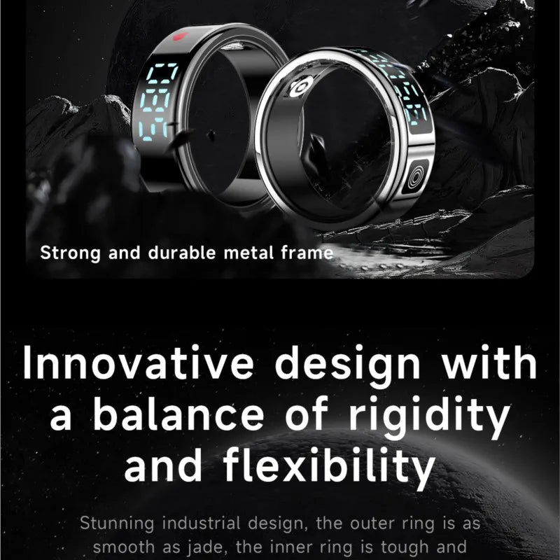 2025 New SR08 Smart Ring Men Women LED Display Screen Heart Rate Blood Oxygen Monitoring 5ATM Waterproof Multi Sports Modes Gift