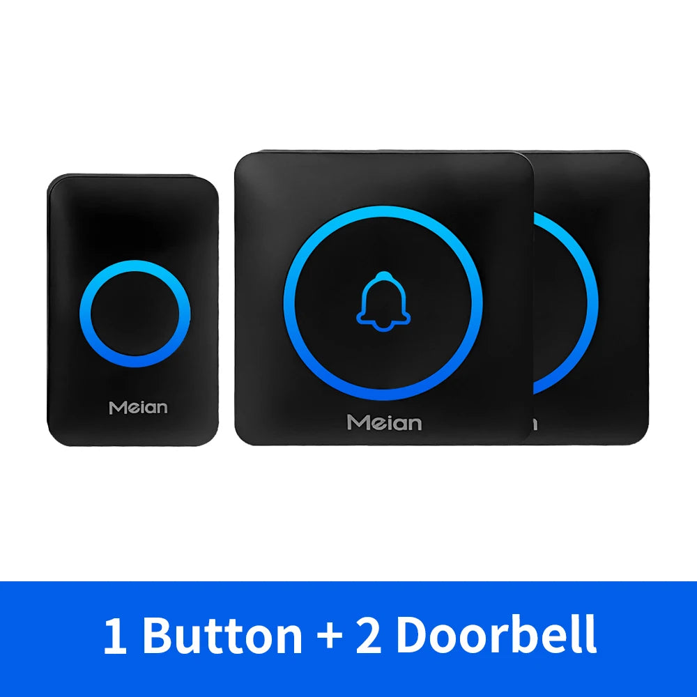 Meian Smart Home Doorbell Wireless Security Doorbell IP65 Waterproof Outdoor Door Bell 60 Songs 5 Volume Adjustable Chime Kit