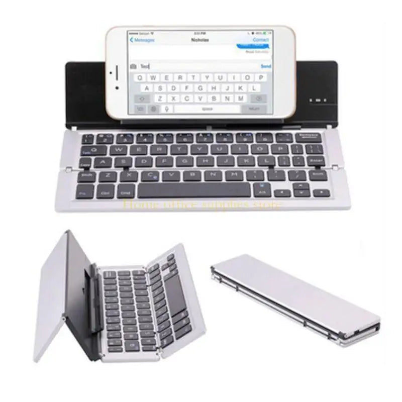 K43B Foldable Rechargeable Keyboard Mini Wireless Bluetooth-compatible Keyboards Aluminum Alloy Portable Travel Office Home