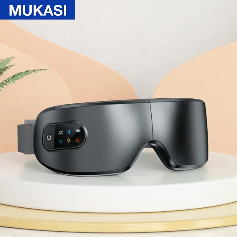 MUKASI Eye Massager with Vibration Bluetooth Music, Smart Massage Eye Mask for Eye Relax, Reduce Eye Strain, Improve Sleep