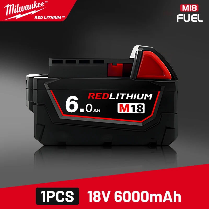 original Milwaukee M18 Power Tool Battery, Charger, 18V 6Ah Li-Ion M18B5 48-11-1860 48-11-1850 48-11-1840 48-11-1830 48-11-1820