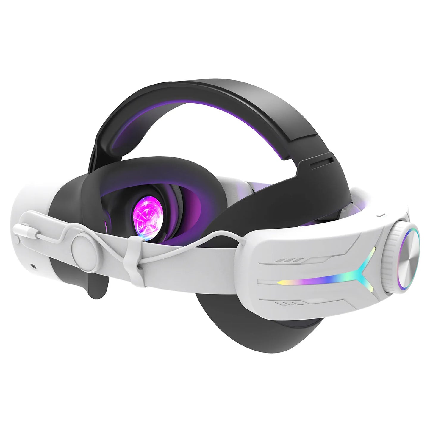 Headband with RGB Lighting 12000mah Rechargeable Battery Compatible with Meta Quest 3/3S Gaming Headband VR Accessories
