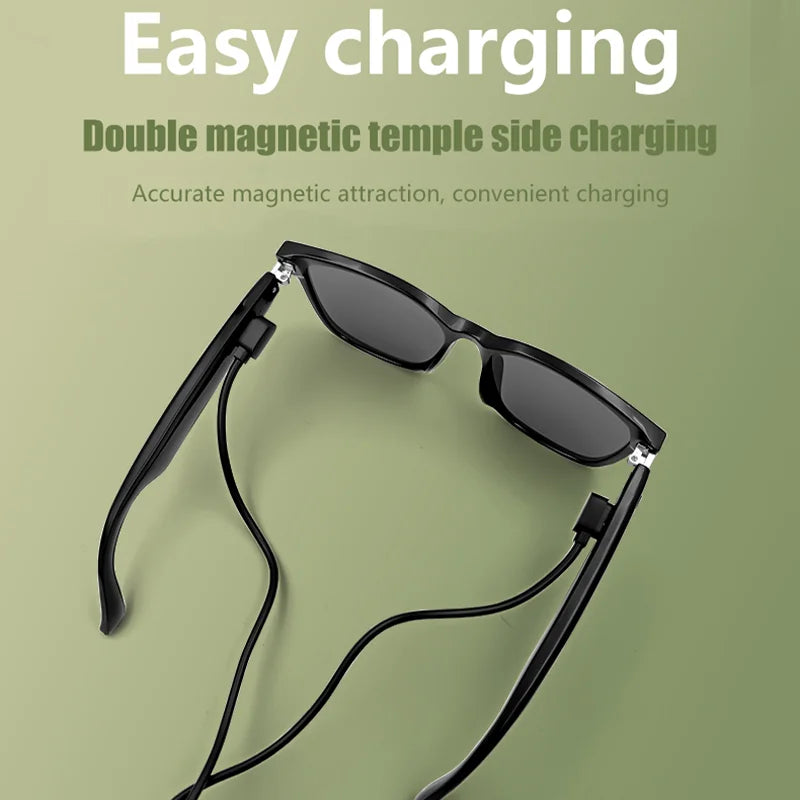 LIGE Fashion AI Smart Bluetooth Glasses Voice Assistant Bluetooth Call Playing Music Men Women Smart Sunglasses Camera Control