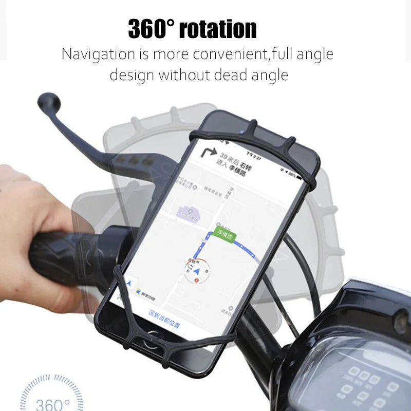 Universal Bicycle Mobile Phone Holder Rotating Silicone Bicycle Phone Holder Motorcycle Handlebar Holder For 4.0-6.0 Inch Phone