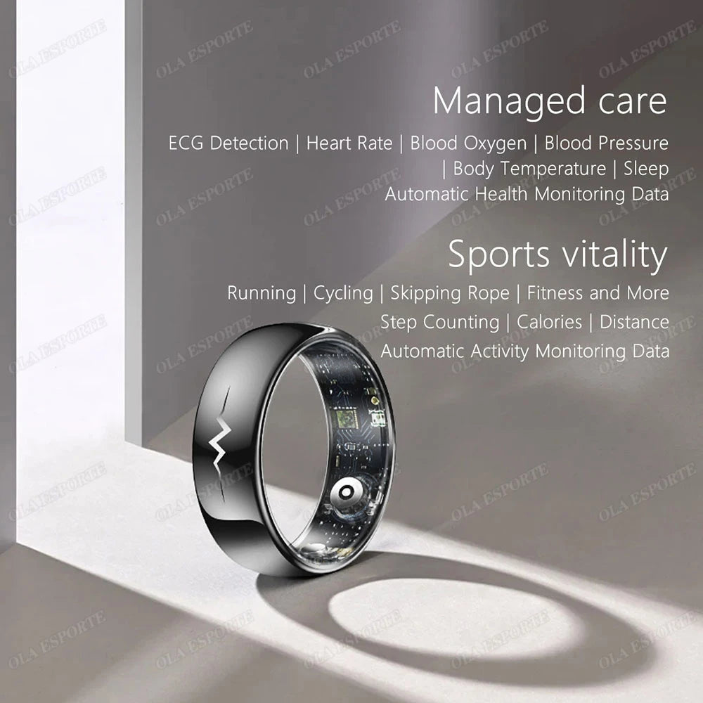New For Xiaomi Smart Ring ECG Men Women With Charging Box Heart Rate Sleep Health Monitor 5ATM Waterproof Fashion Fitness Rings