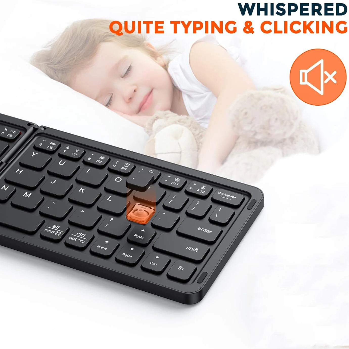 Foldable Keyboard Portable Bluetooth USB-C Rechargeable Ultra Slim Keyboard Compatible IOS Android Windows Smartphone