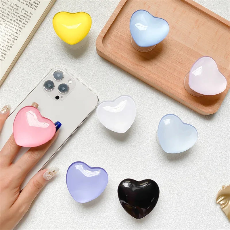 Heart Shape 3D Crystal Foldable Finger Ring Griptok Phone Holder for IPhone Samsung Support Socket Pocket Grip Tok Stand Bracket