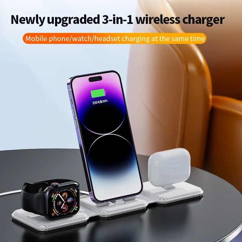 3 In 1 Magnetic Wireless Charger Pad Stand For iPhone 16 15 14 12 Pro Max Apple Apple 8 7 6 Airpods Fast Charging Dock Station