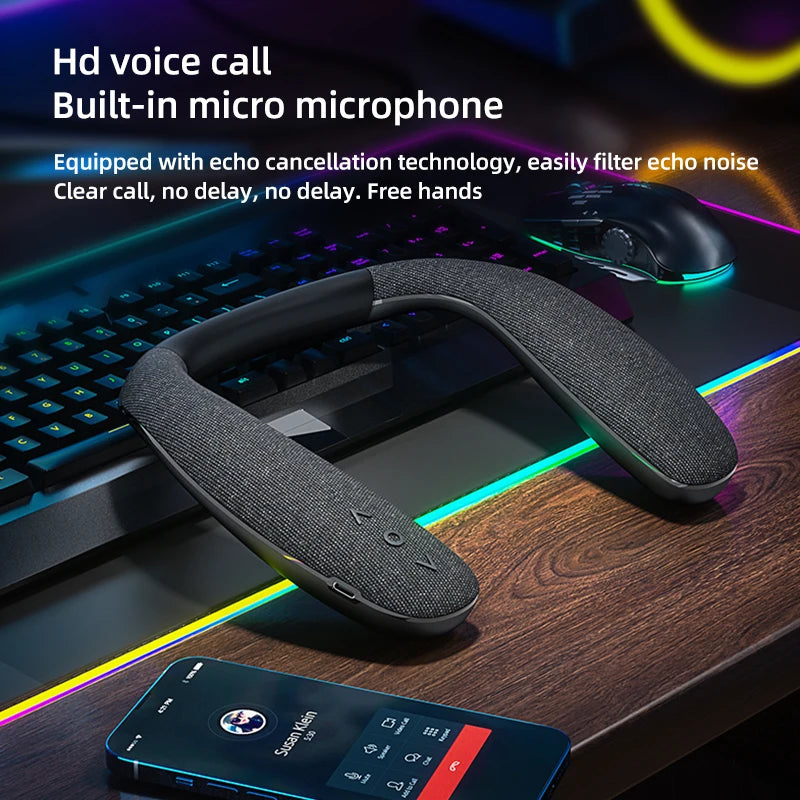 JBJW EBS-908 Neckband Speaker Lightweight Body Bluetooth 5.3 HIFI Stereo HD Call Waterproof Portable Loudspeaker Walking Cycling