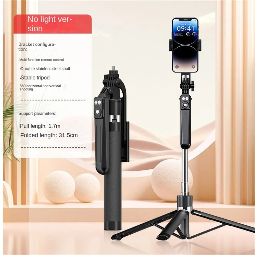 Roreta 2025 1.7M 360° rotation selfie stick with Bluetooth shutter Wireless phone holder brackets Tripod for Smartphone Camera