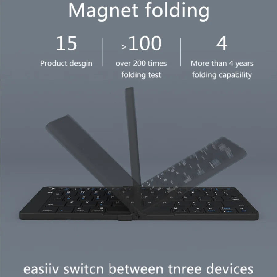 BOW Foldable Bluetooth Keyboard Rechargeable Wireless Keyboard Folding 2.4G Keyboard for iPhone ipad Laptop Desktop