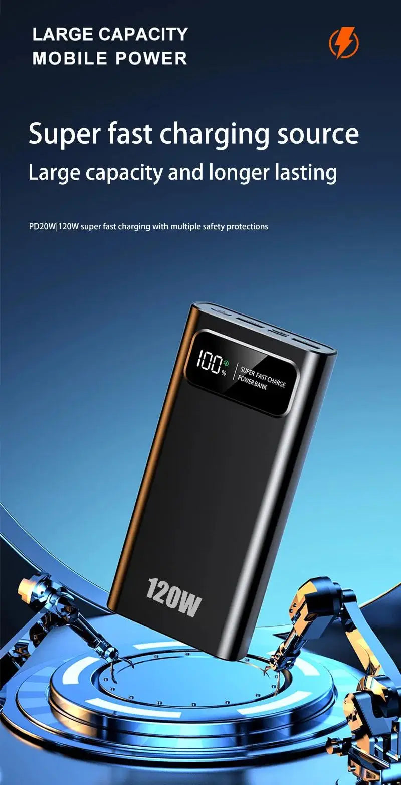 Xiaomi Power Bank 200000mAh 120W Super Fast Charging Battery High Capacity Digital Display Power Bank For iPhone Samsung Huawei