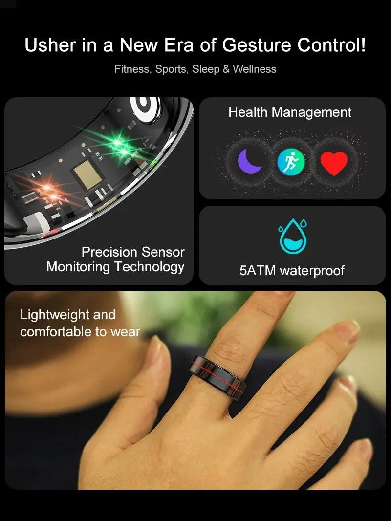 R04 Smart Ring Men Women Health Heart Rate Sleep Monitoring 5ATM Waterproof Multi-sport Modes Fitness Smart Ring For Android IOS