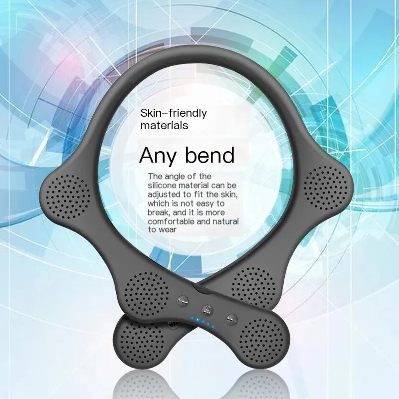 6 Loudspeakers Hang Neck Style Bluetooth Speaker HIFI Stereo Sound for Sporting Running, Micro SD Card Supported