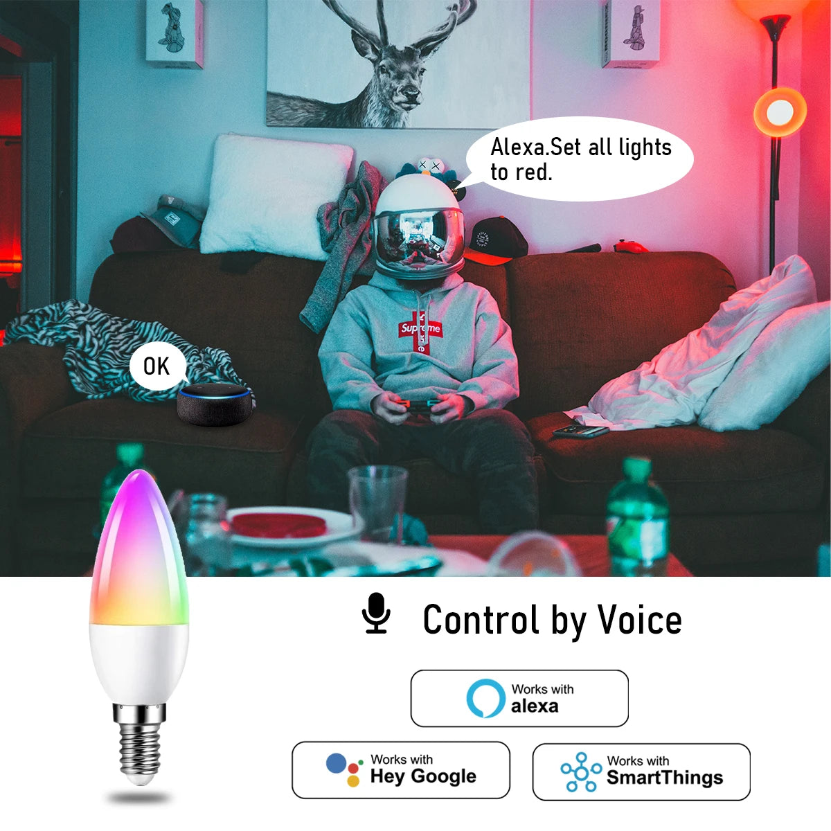 LED WIFI Smart Light GU10 Bulb 10w 6W E14 B22 E27 110V 220V Rgb Dimmable Spotlight Wifi Led Lamp Work With Alexa Google Home