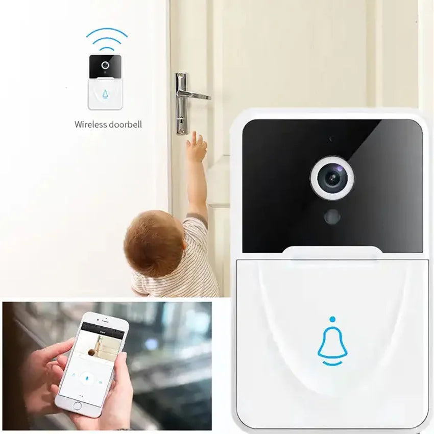 WiFi Video Doorbell Camera Visual Wireless Smart Doorbell Night Vision Two-Way Audio Cloud Storage Security Door Bell Chime
