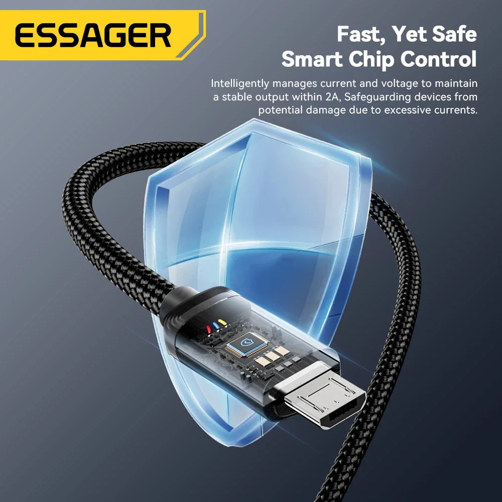 Essager Micro USB Cable 2A Fast Charging USB Cable for Xiaomi Realme Redmi Samsung Huawei Mobile Phone USB Data Charger Wire 3M