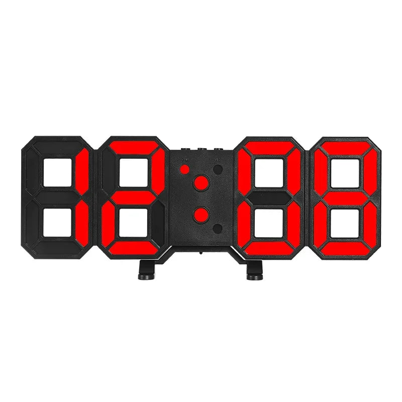 3D LED Digital Clock Wall Decor Glowing Night Mode 3 Alarms Electronic Table Clock Time Temperature Wall Clock for Living Room