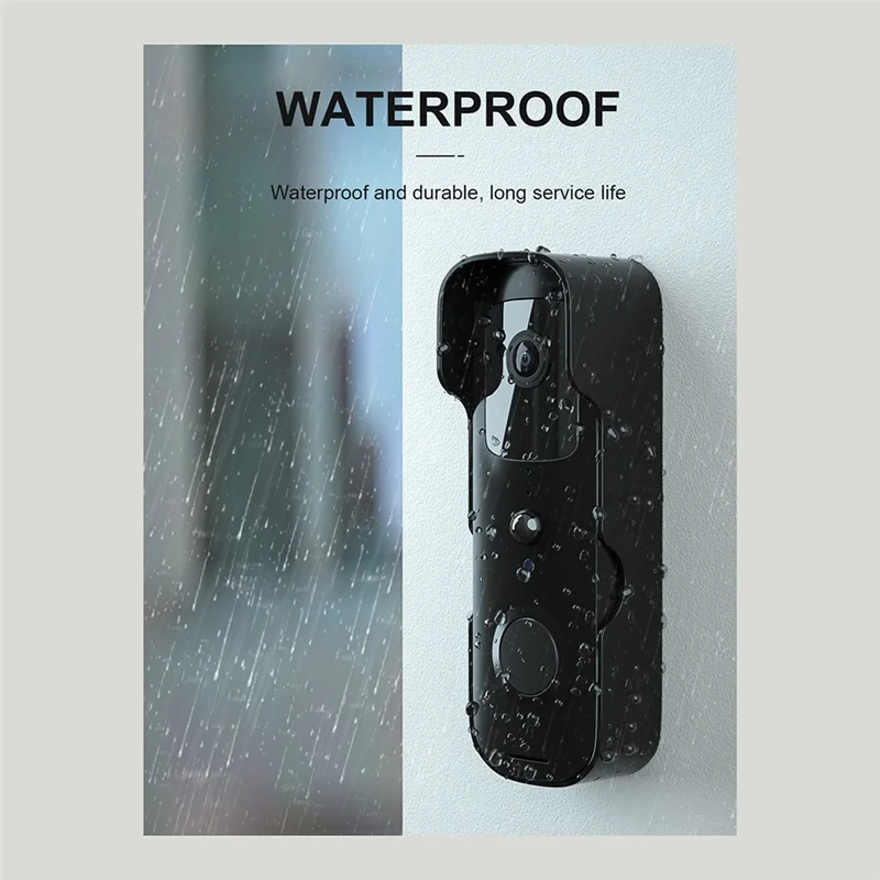 Smart-Tuya Wifi Smart Video Door Viewer - Waterproof With Night Vision, 1080P FHD Camera, Visual Intercom Doorbell, US Plug