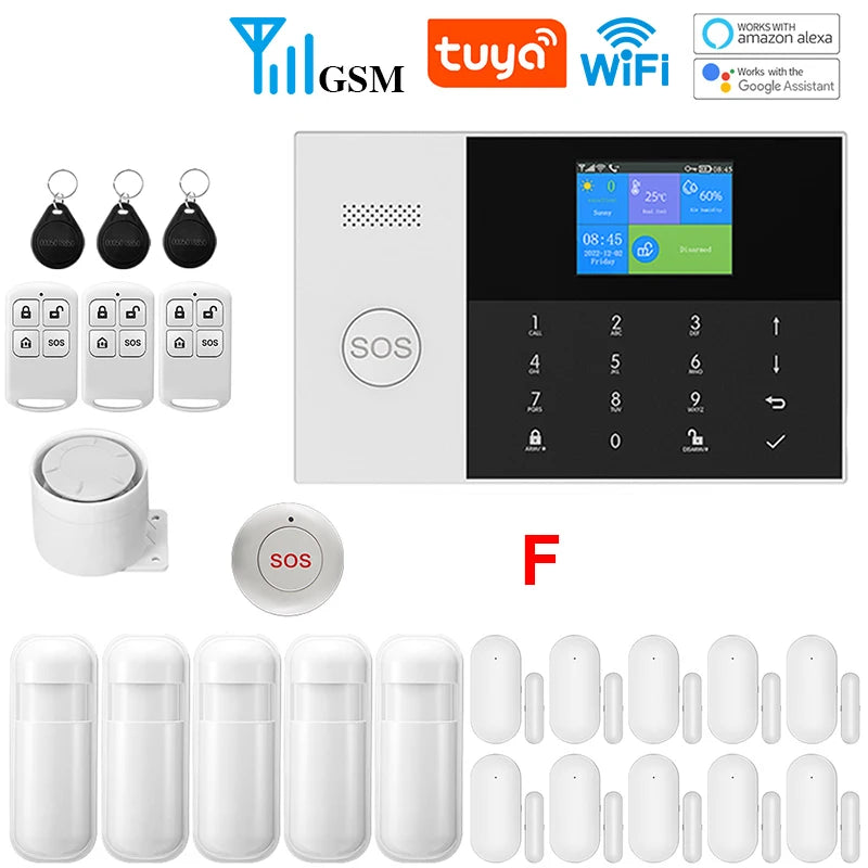 WIFI GSM Alarm System Tuya Smart Life APP Home Smart Security Protection Wireless Security Alarm House System with ALexa