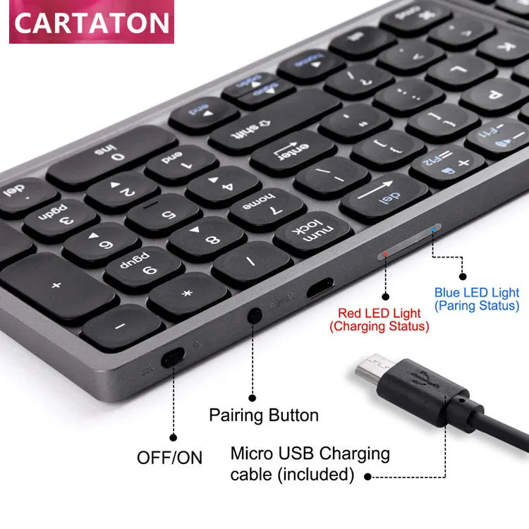 Ergonomic Custom Ultra Slim Spanish Layout Plastic ABS bluetooth foldable mini keyboard with pad