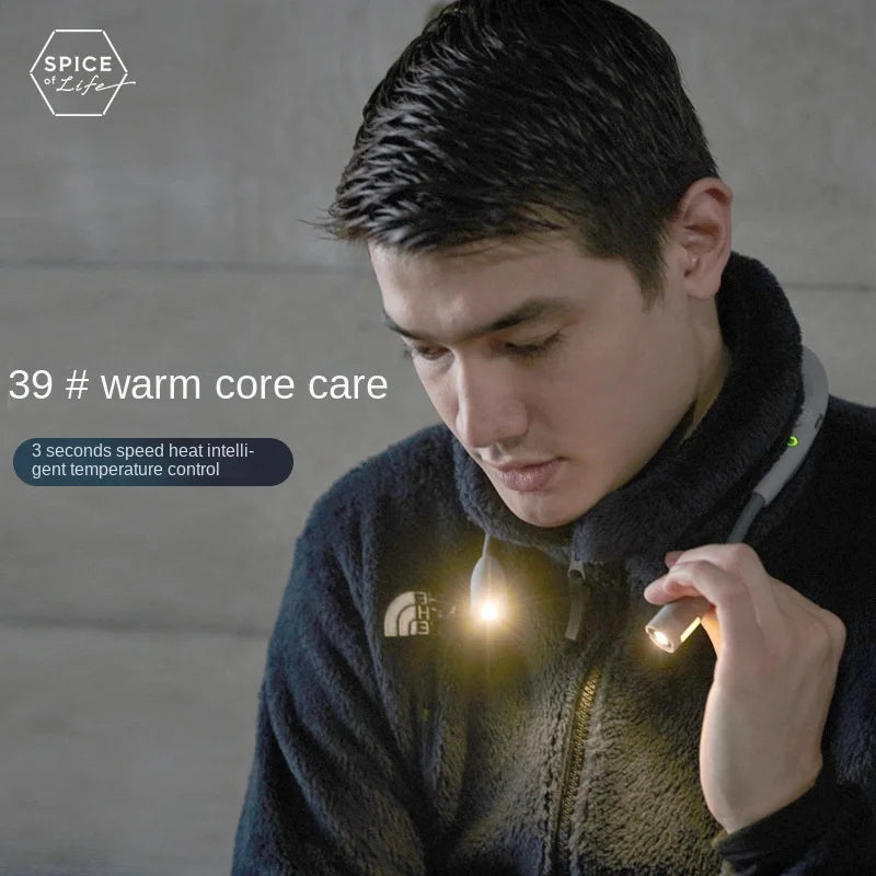 Neck Mounted Bluetooth Speaker With Flashlight And 39 ℃ Constant Temperature Heating Function Suitable For Reading And Exercise