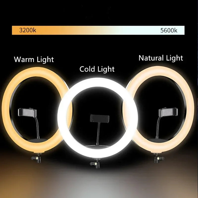 10" LED Selfie Ring Light Home Stuido Lighting Dimmable Round Lamp Tripod Trepied Makeup Selfie Ring Lamp Phone LIGHT FOR VIDEO