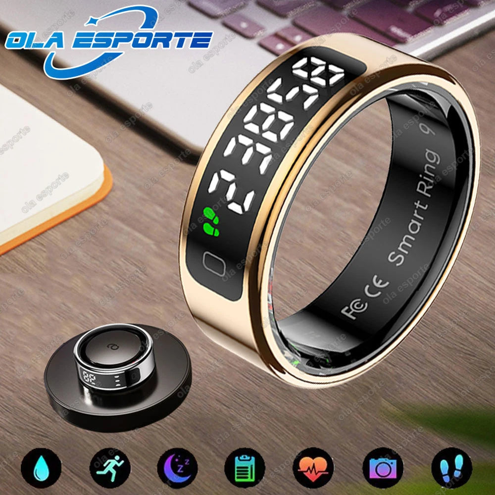 New Smart Ring R11 LED Display Screen Gesture Sweep Video Heart Rate Sleep Monitor 5ATM Waterproof Wireless Charging Rings 2025