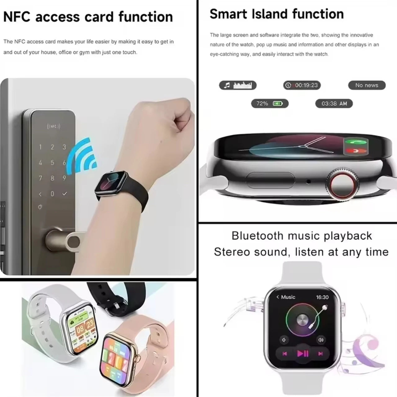 NEW Watch 10 Smart Watch Men Body Temperature BT Call NFC Always on Display GPS Sport Watches Women Smartwatch For Apple Android
