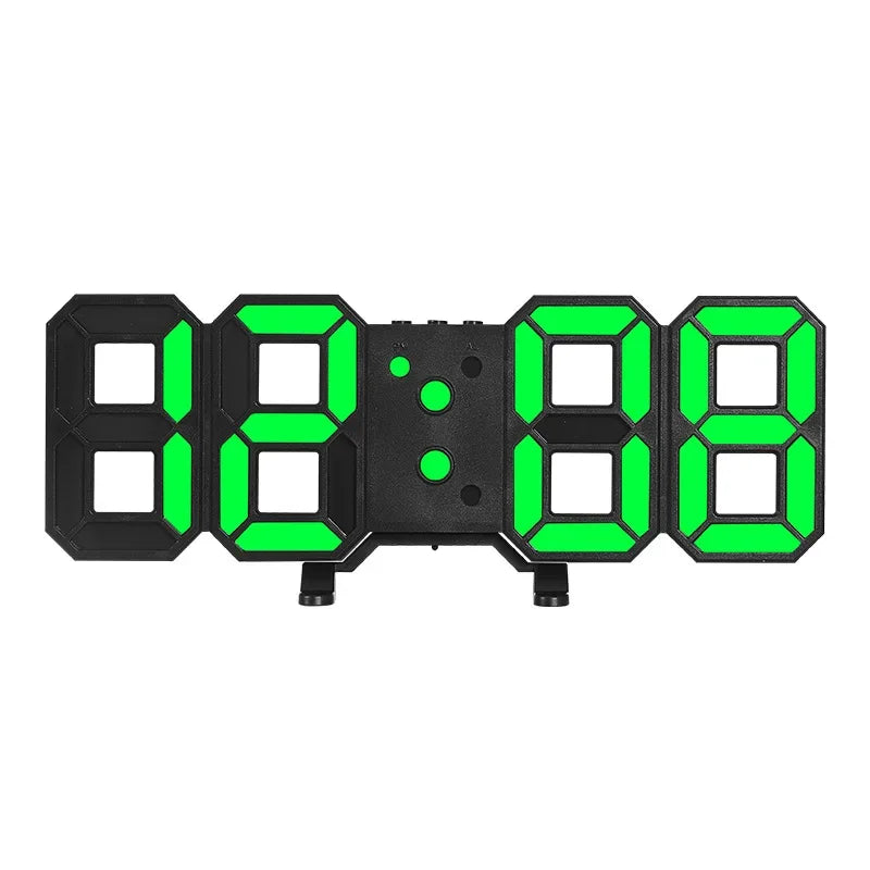3D LED Digital Clock Wall Decor Glowing Night Mode 3 Alarms Electronic Table Clock Time Temperature Wall Clock for Living Room