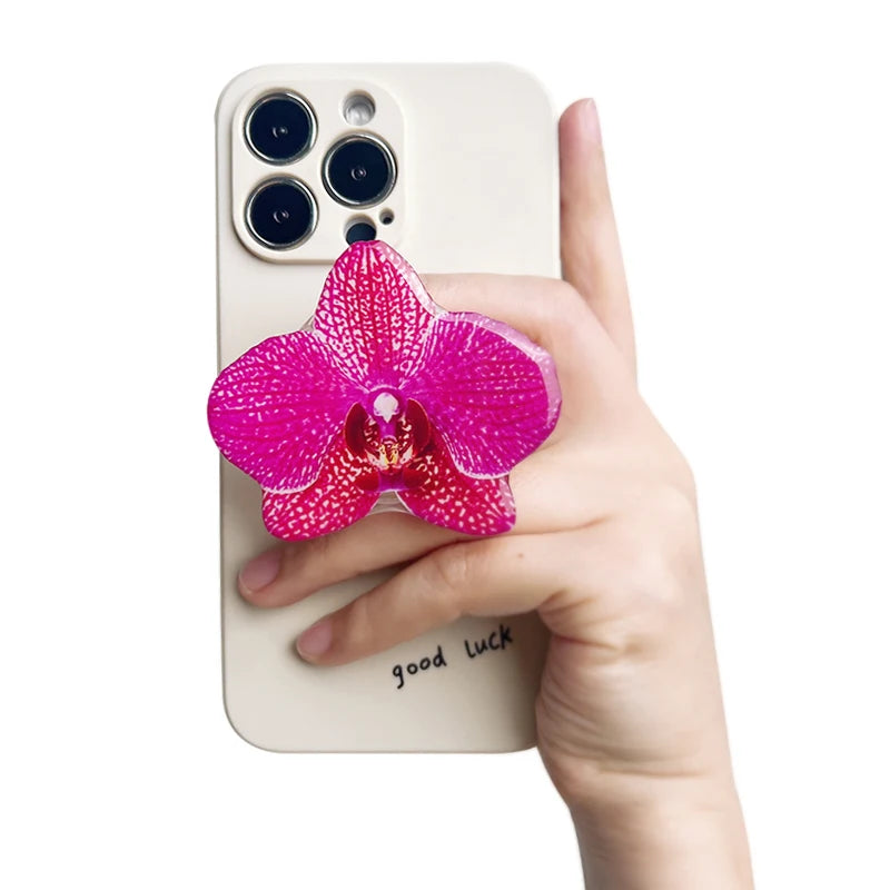 Phone Holder Folding Ring Phone Support Popular Style Internet Celebrity Orchid Acrylic Socket Grip Cymbidium Custom