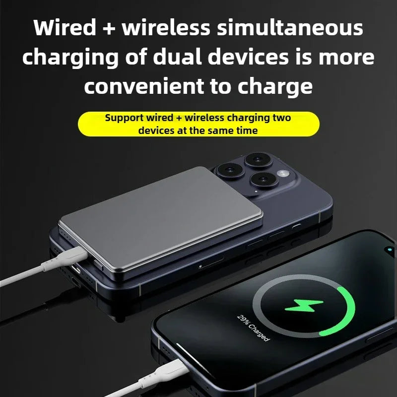10000mAh Thin Wireless Power Bank Magnetic 20W Portable Fast Charging External Battery for Magsafe for IPhone 16 15 14 13 Xiaomi