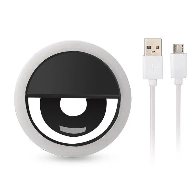 USB Charge LED Selfie Ring Light Phone Lens LED Selfie Lamp Ring For iPhone Samsung Xiaomi Huawei Cell Smartphone Selfie Light