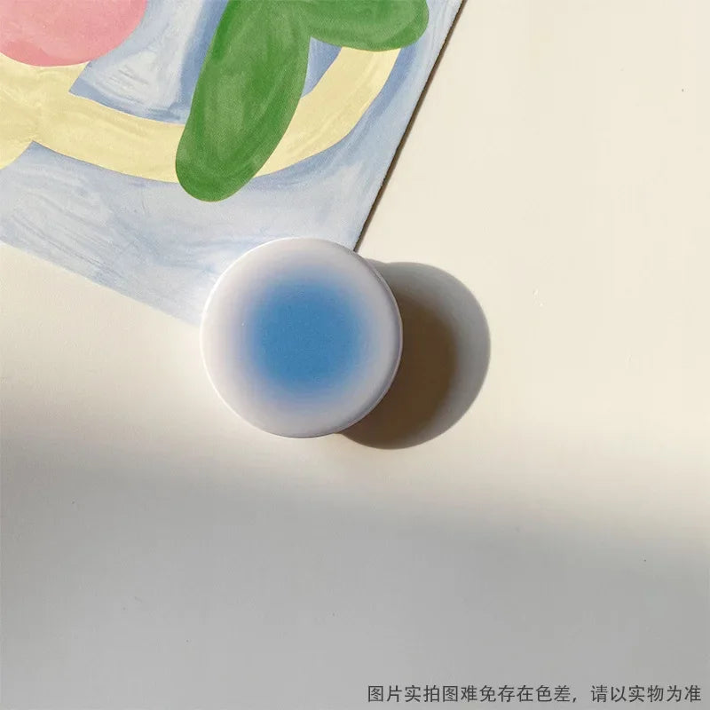 Korean Style Ins Creative Gradient Solid Color Glue Lazy Desktop Retractable Mobile Phone Air Bag Holder Ring Buckle Pop Sockets