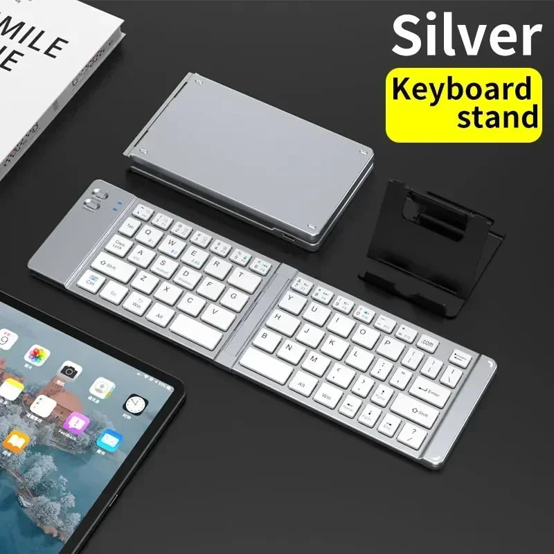 Folding Keyboard and Mouse 2.4G Mini Keypad Bluetooth Wireless Portable Silm Foldable Keyboards for Travel Computer PC iPad
