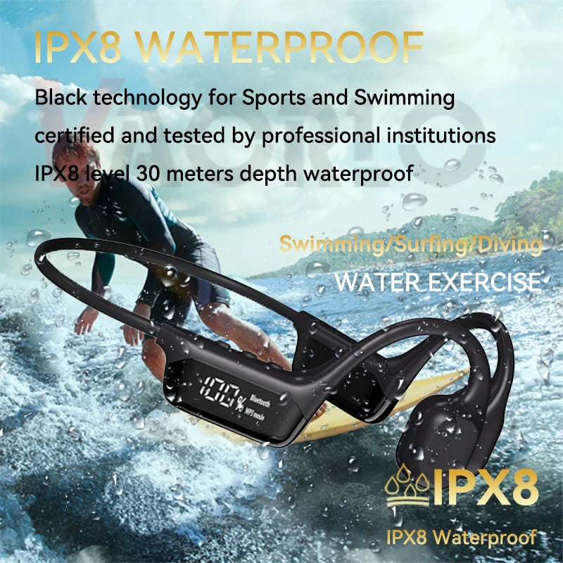 IPX8 Waterproof Swimming Bone Conduction headphone Bluetooth 5.4 Bass Wireless headset MP3 (32G) Player Cycling Fitness Earphone