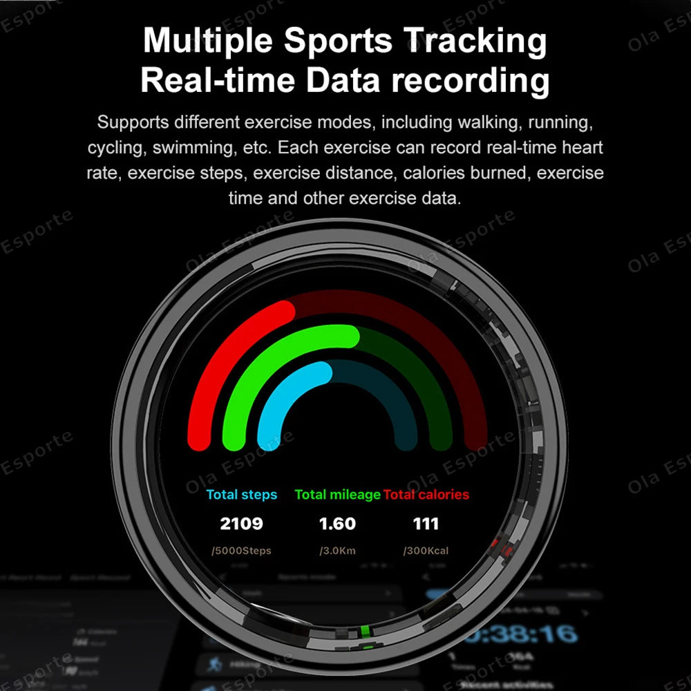 For Xiaomi Waterproof Health Smart Ring Stainless Steel Rings Heart Rate Blood Oxygen Sleep Emotion Monitor Sports Fitness Rings