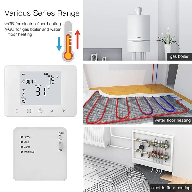 WiFi Smart Thermostat Wall-Hung Underfloor Gas Boiler Water Electric Heating Temperature Controller Tuya Alexa Google Smart Home