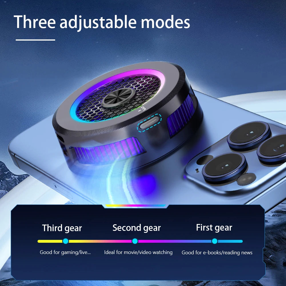 Magnetic & Back-clip Semiconductor Refrigeration Cooling Phone Radiator RGB Lighting 3 Modes for Iphone Android PUBG Game Cooler