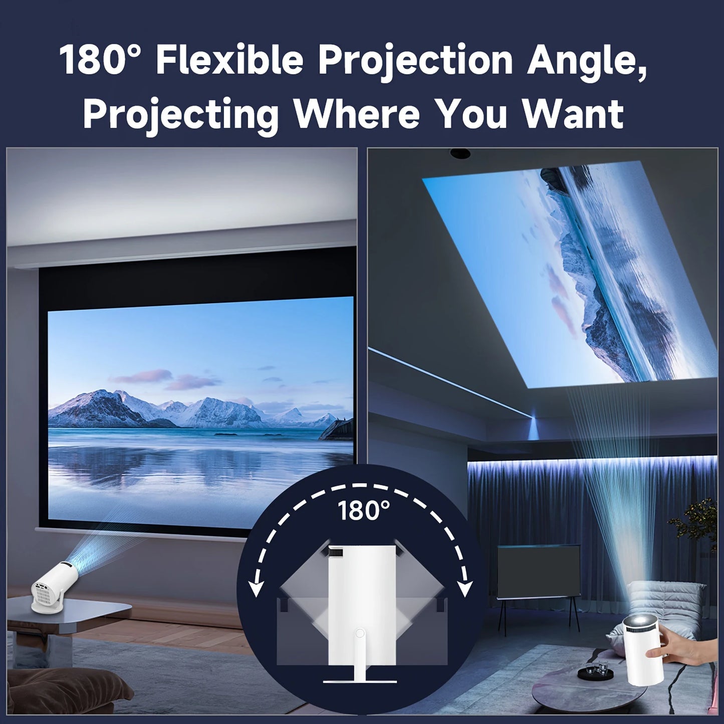 Mag cube Projector 4K 1080P HD HY300 Pro M5 Outdoor Cinema Portable Android For iPhone IOS Home House Bluetooth TV Game Movie