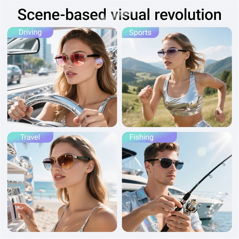 Women Smart Glasses Intelligent Photochromic Sunglasses Day Night Driver Sunglasses UV400 Retro Men Smart Sunglasses High Tech