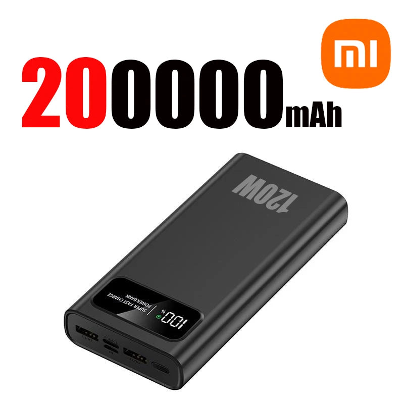 Xiaomi Power Bank 200000mAh 120W Super Fast Charging Battery High Capacity Digital Display Power Bank For iPhone Samsung Huawei