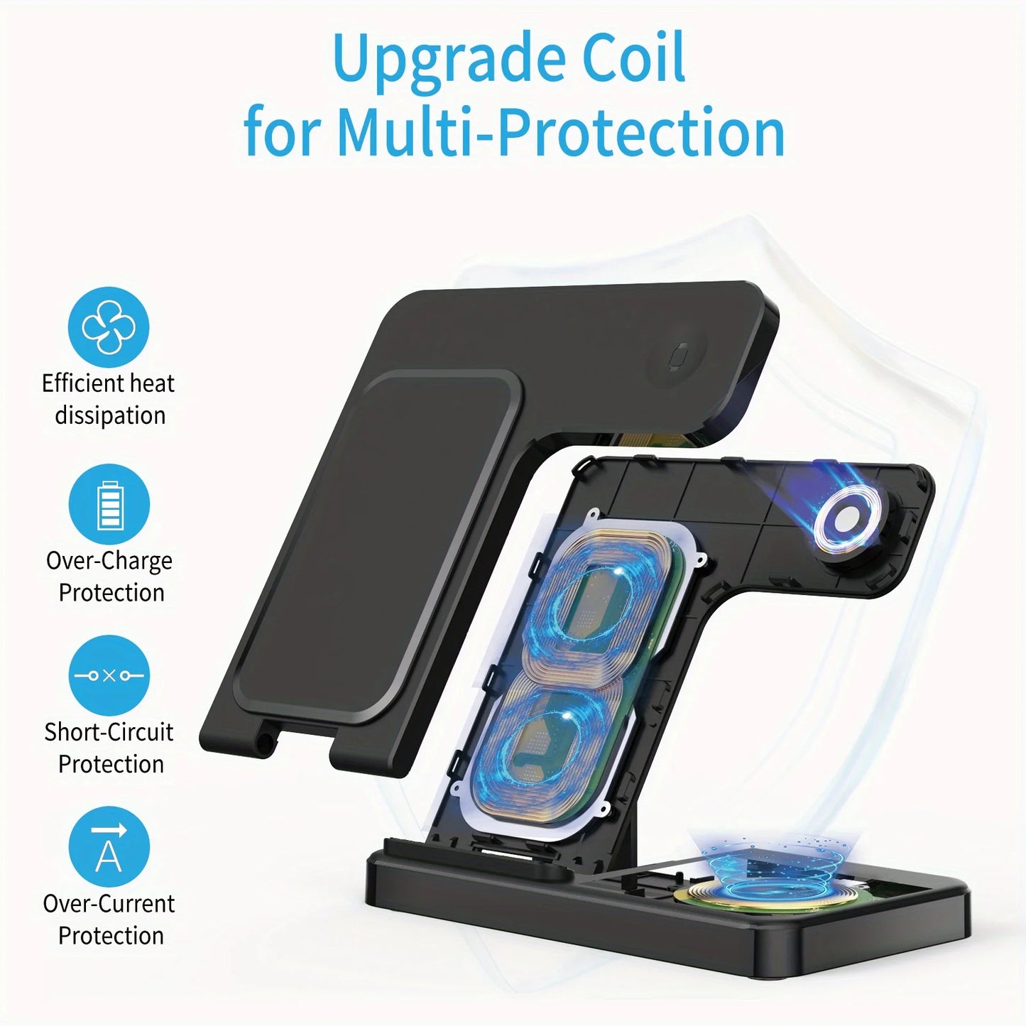 3 in 1 Wireless Charger Stand For iPhone 16 15 14 13 12 Apple Watch Airpods Pro Foldable Fast Charging Station