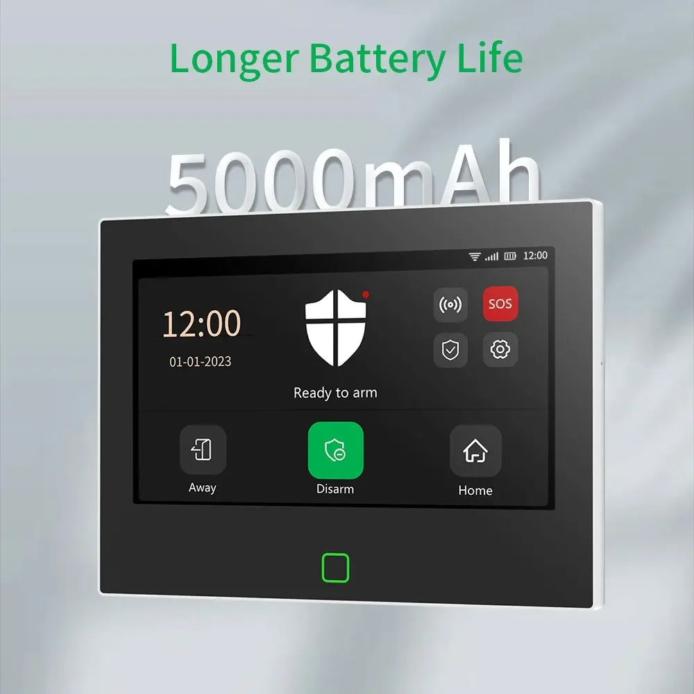 Home Alarm System 7“ Wireless WiFi 4G Tuya Smart Security Protection Kit Built-in 115dB Louder Siren 5000mAh Battery