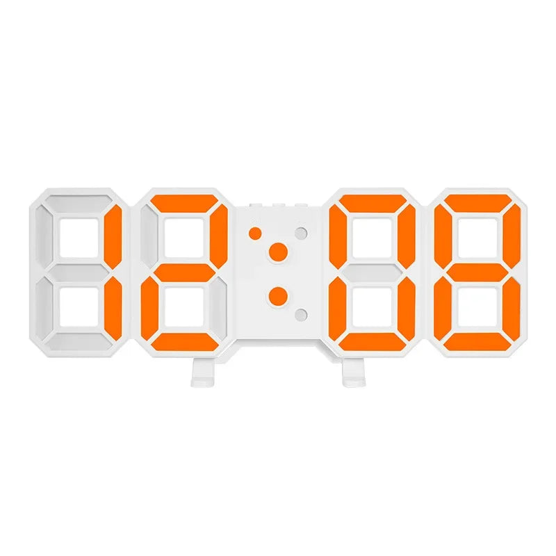 3D LED Digital Clock Wall Decor Glowing Night Mode 3 Alarms Electronic Table Clock Time Temperature Wall Clock for Living Room