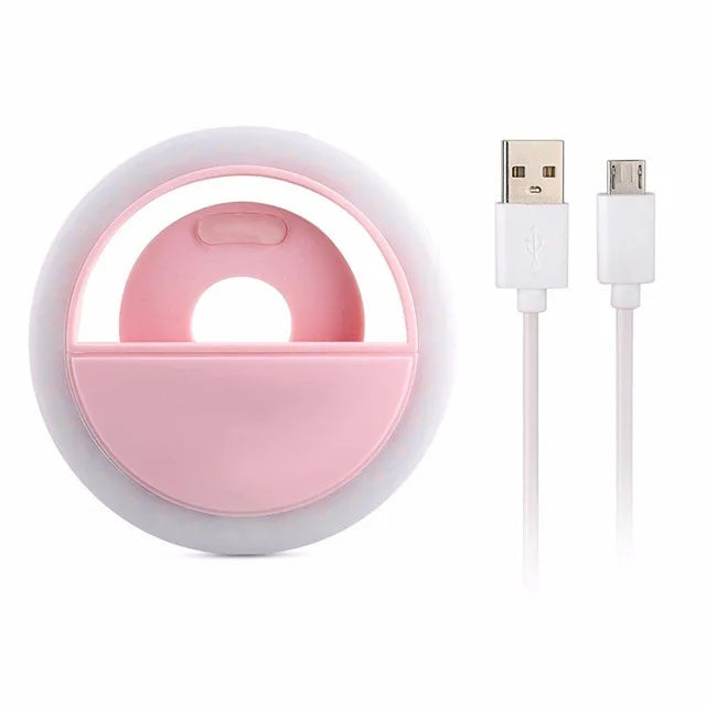 USB Charge LED Selfie Ring Light Phone Lens LED Selfie Lamp Ring For iPhone Samsung Xiaomi Huawei Cell Smartphone Selfie Light
