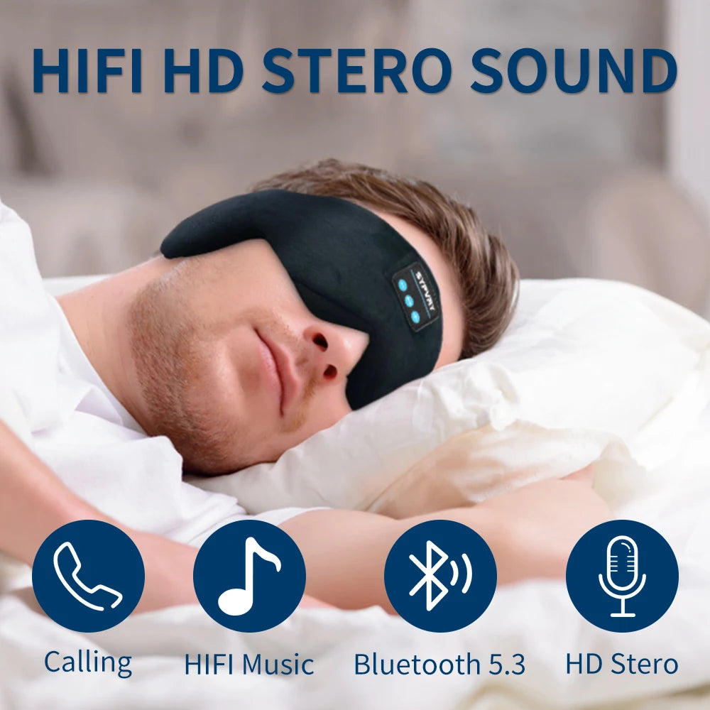 Bluetooth Sleeping Mask With Headphones 5.3 Bluetooth Eye Mask For Women Man Soft Comfortable Wireless Eyemask Sleep Mask